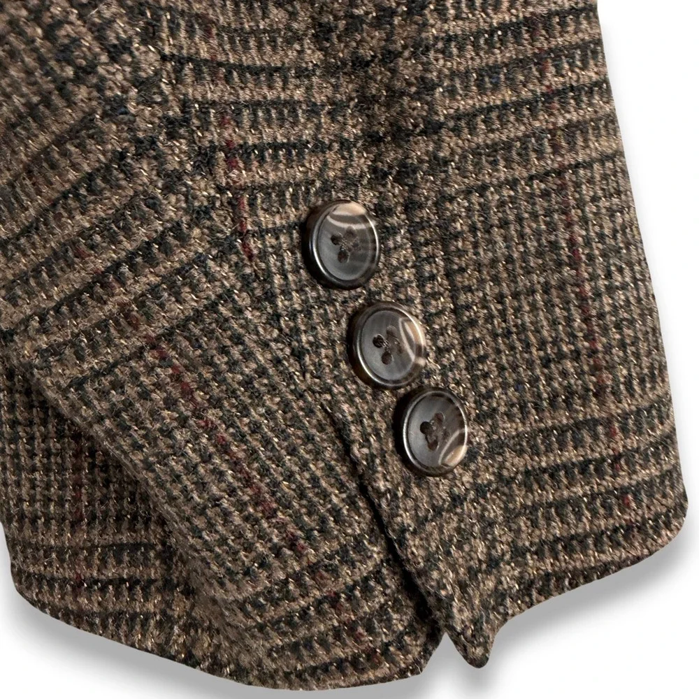 Pendleton Blazer Mens 46L Brown‎ Plaid Check Wool Sport Coat Two Button Classic